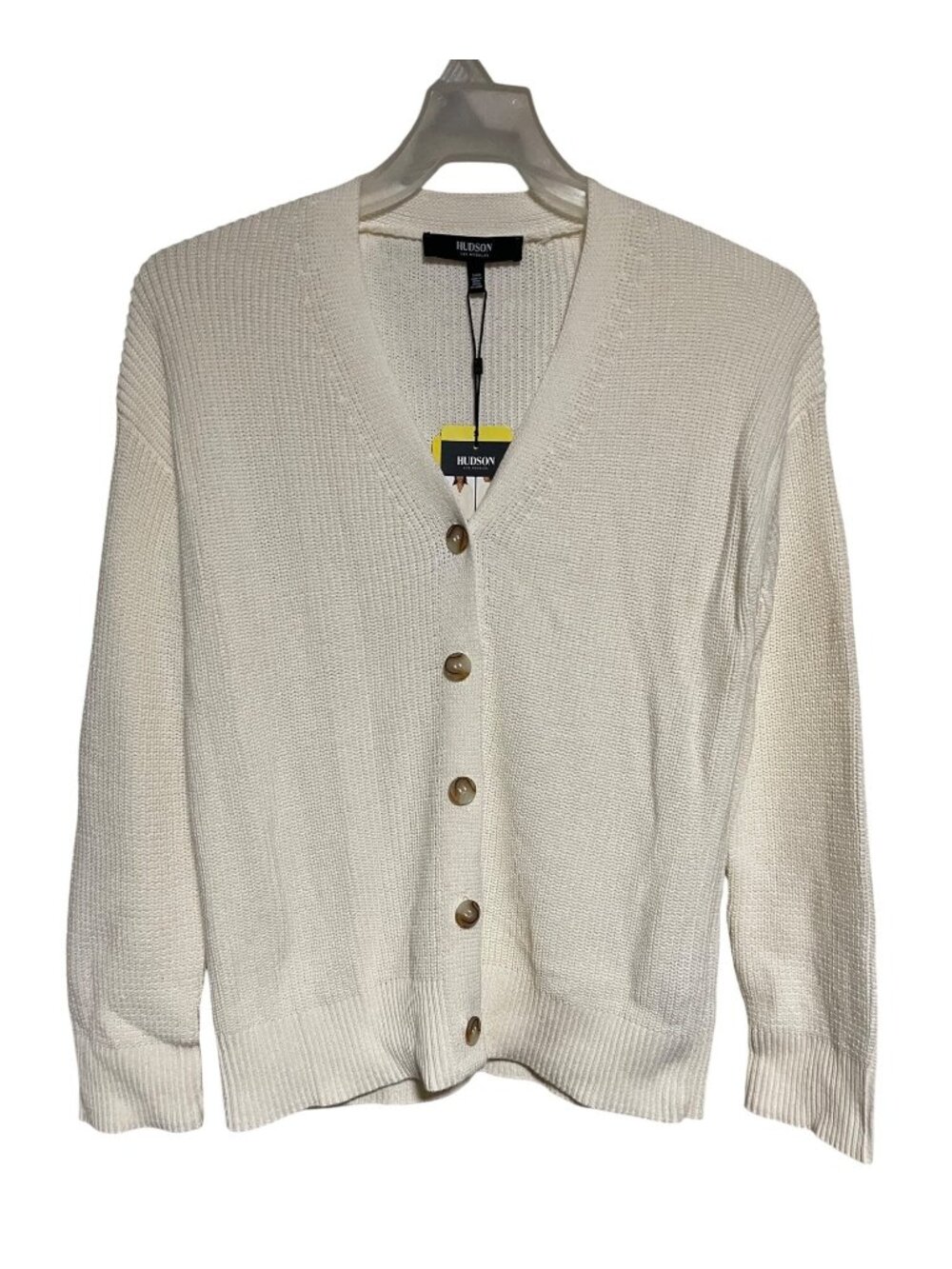 Hudson Cotton Buttondown Cardigan Sweater Womens S Cream Color V-Neck Knit